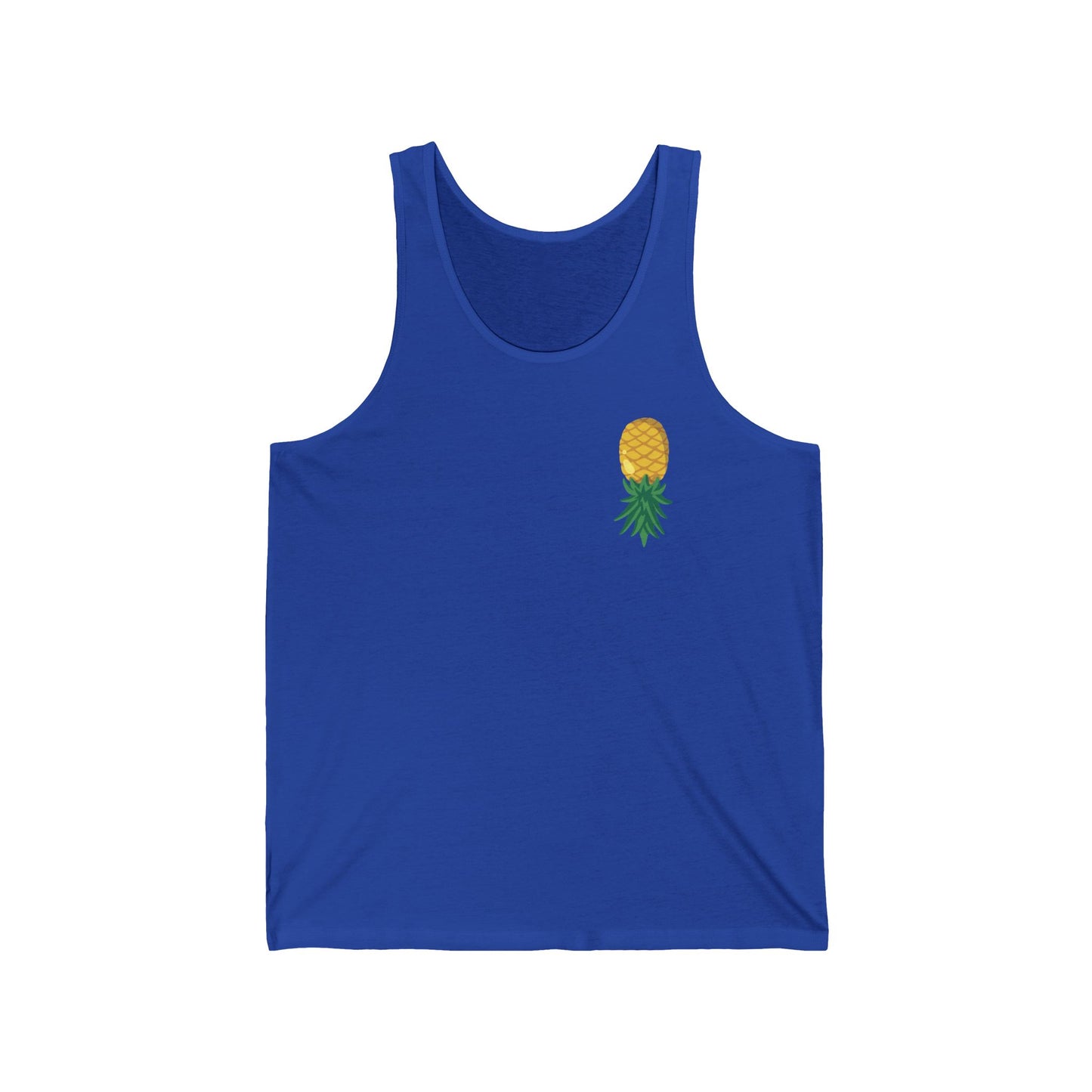 Pineapple Minimalist Tank Top — Small Tropical Chest Print, Summer Beachwear