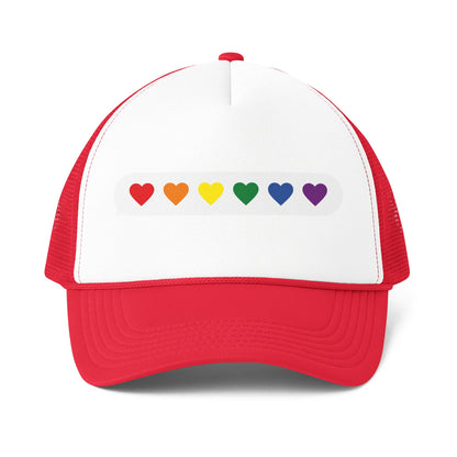 Rainbow Heart Progress Bar Trucker Cap