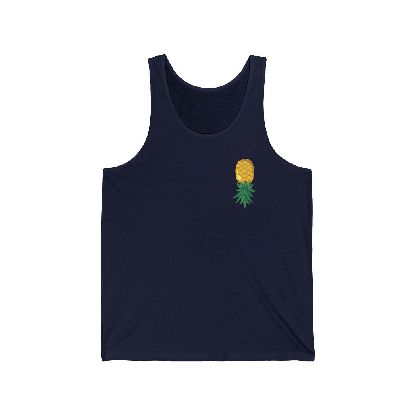Pineapple Minimalist Tank Top — Small Tropical Chest Print, Summer Beachwear