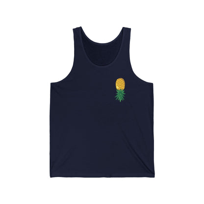 Pineapple Minimalist Tank Top — Small Tropical Chest Print, Summer Beachwear