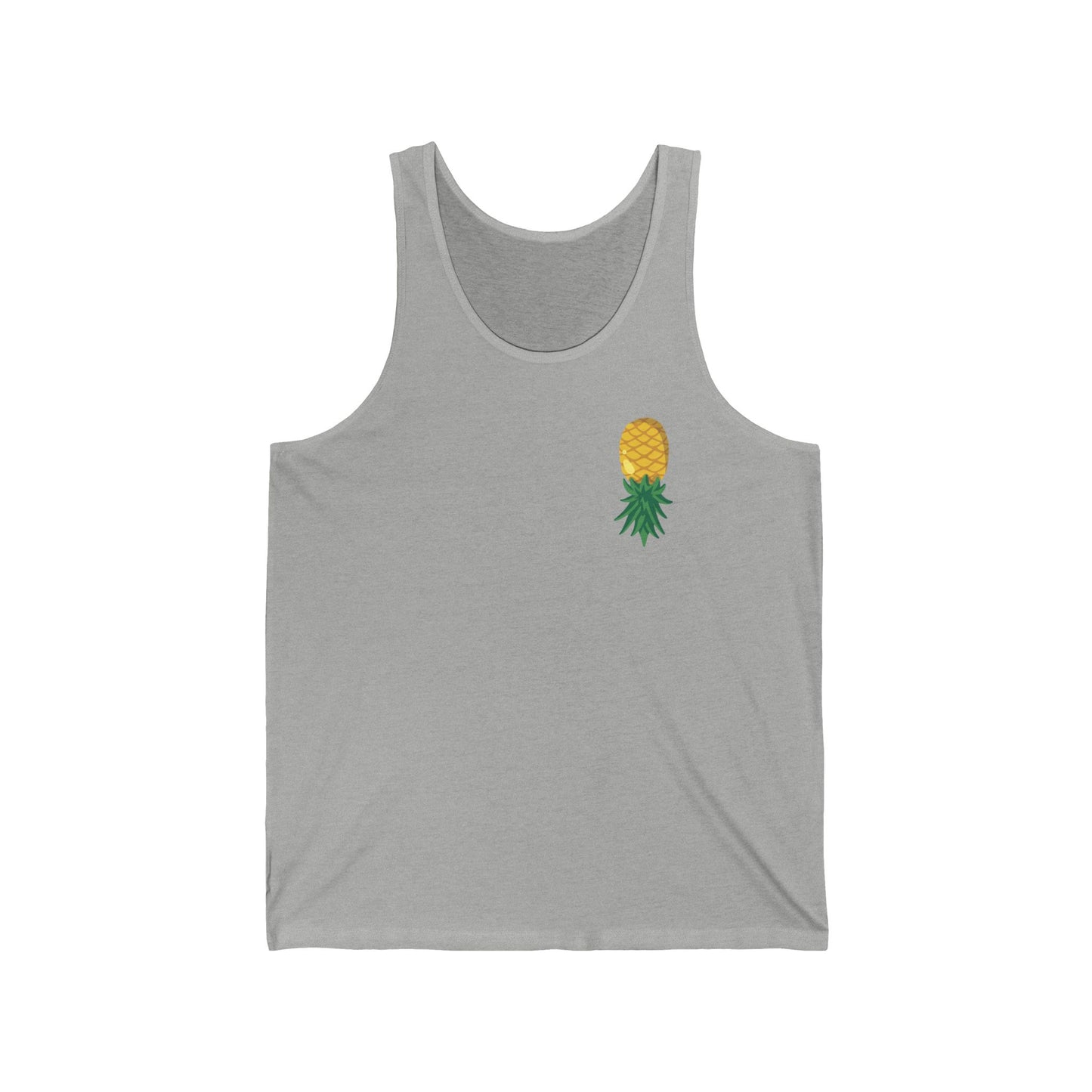 Pineapple Minimalist Tank Top — Small Tropical Chest Print, Summer Beachwear