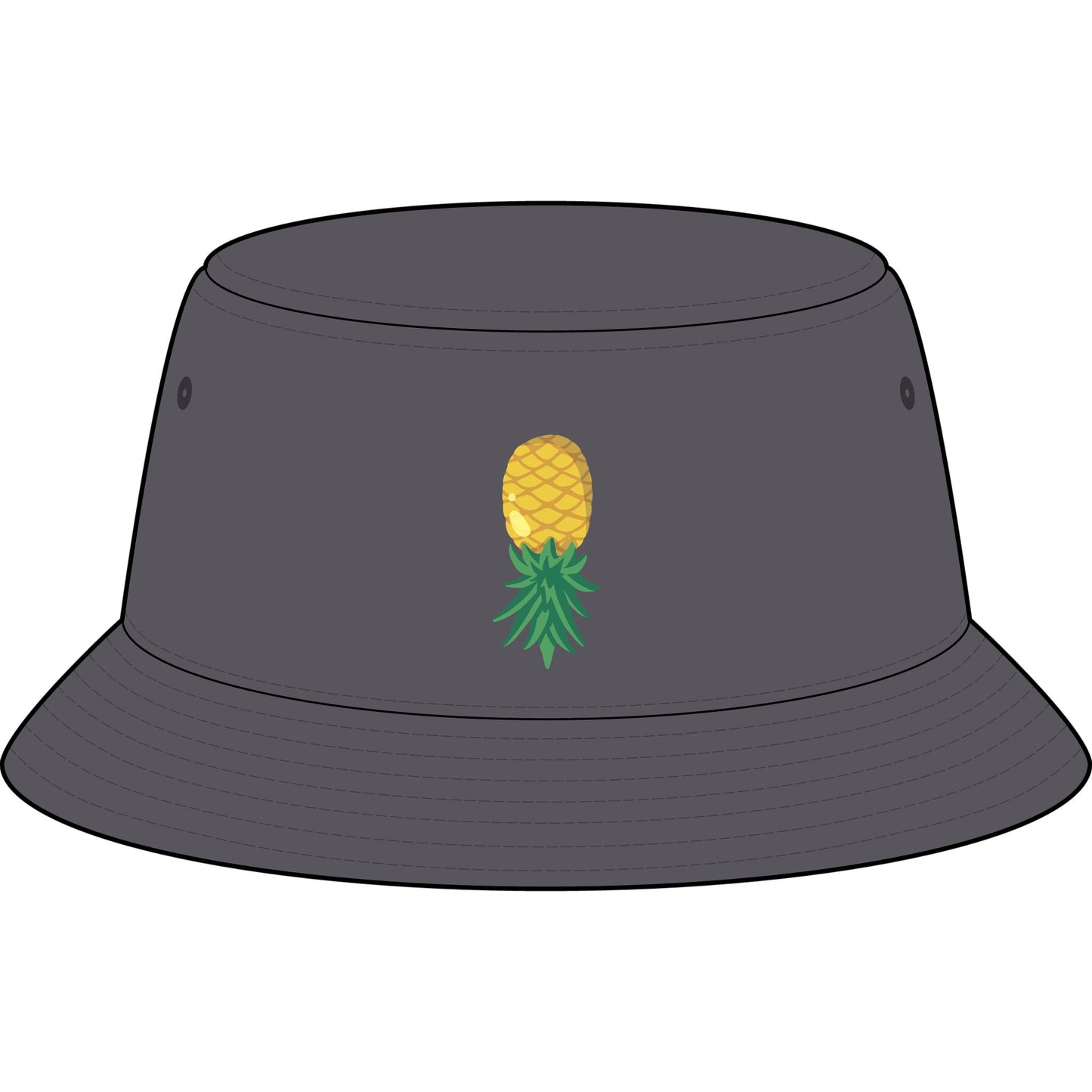 Pineapple Embroidered Bucket Hat — Tropical Summer Sun Protection