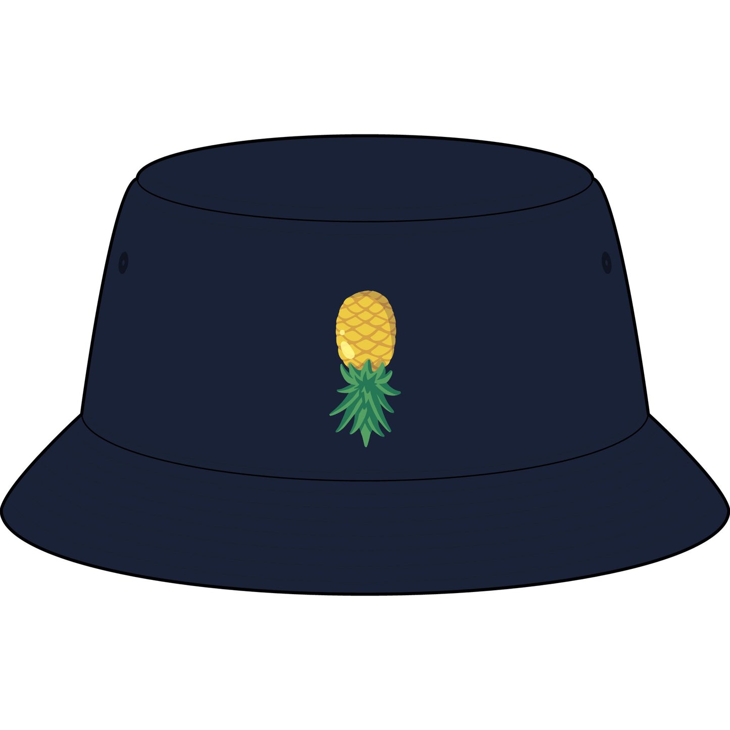 Pineapple Embroidered Bucket Hat — Tropical Summer Sun Protection