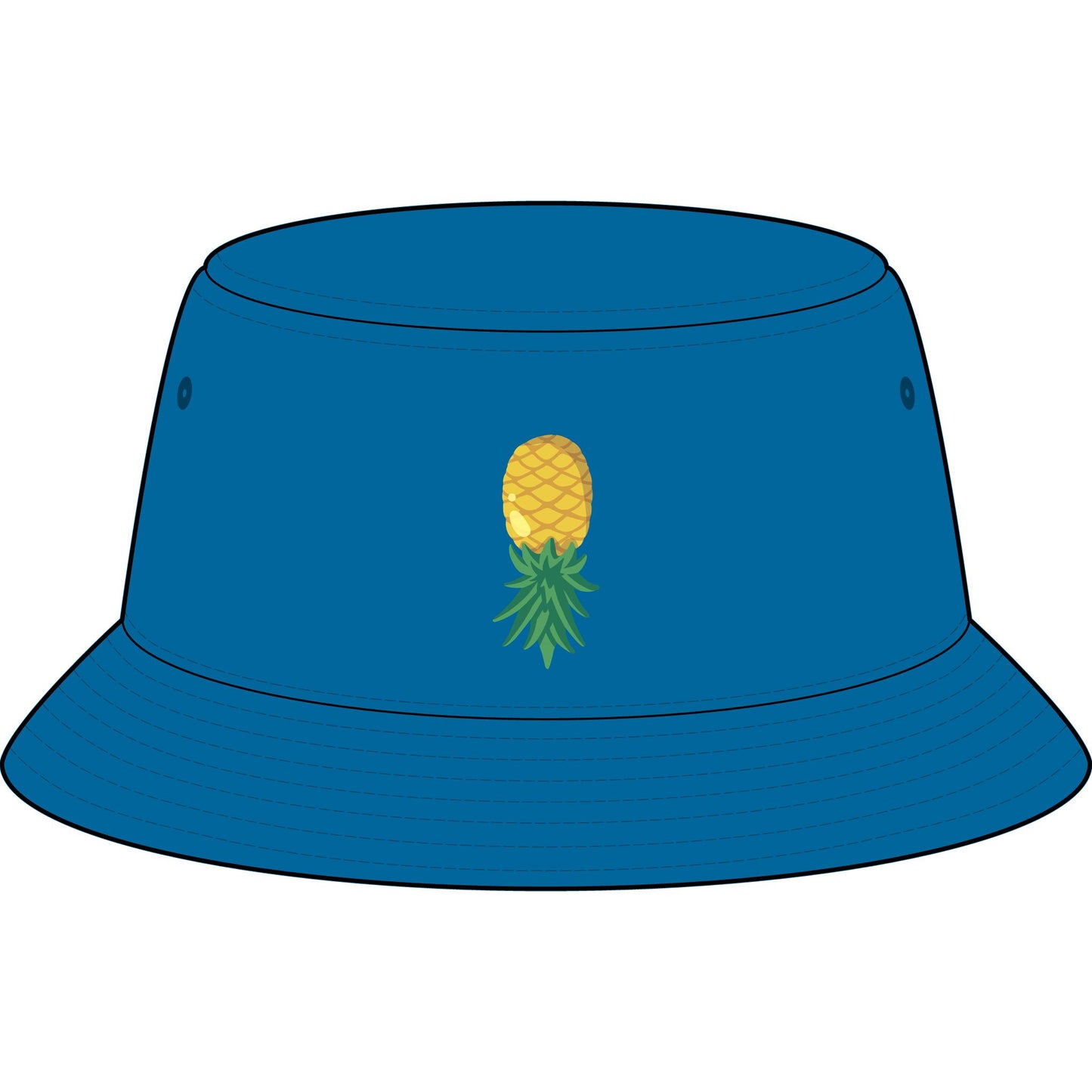 Pineapple Embroidered Bucket Hat — Tropical Summer Sun Protection