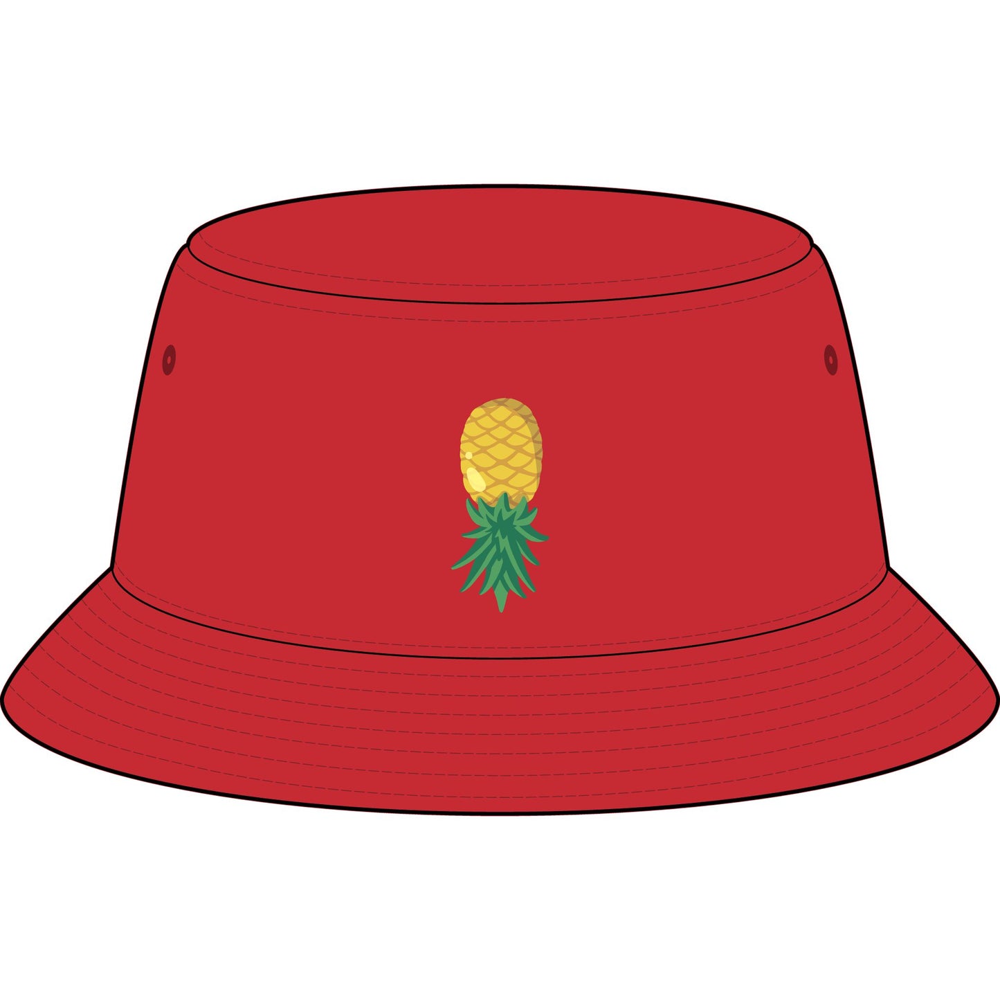 Pineapple Embroidered Bucket Hat — Tropical Summer Sun Protection