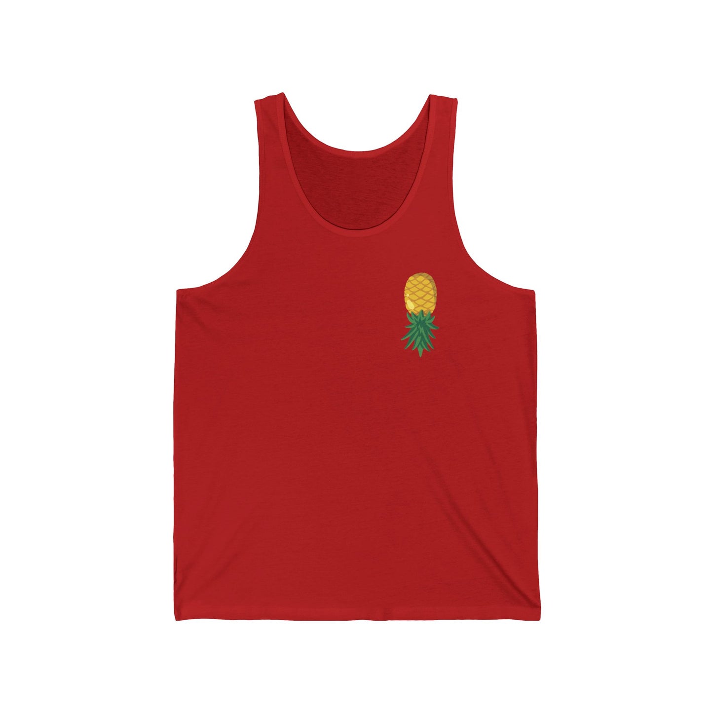 Pineapple Minimalist Tank Top — Small Tropical Chest Print, Summer Beachwear
