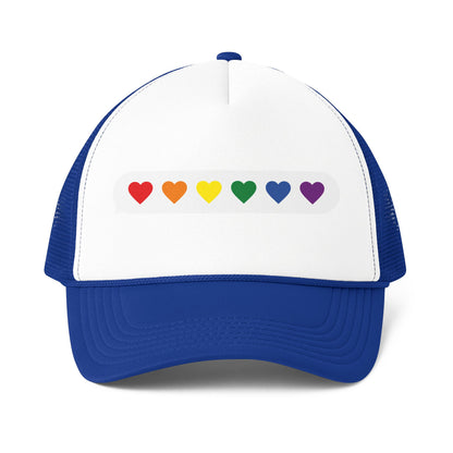 Rainbow Heart Progress Bar Trucker Cap