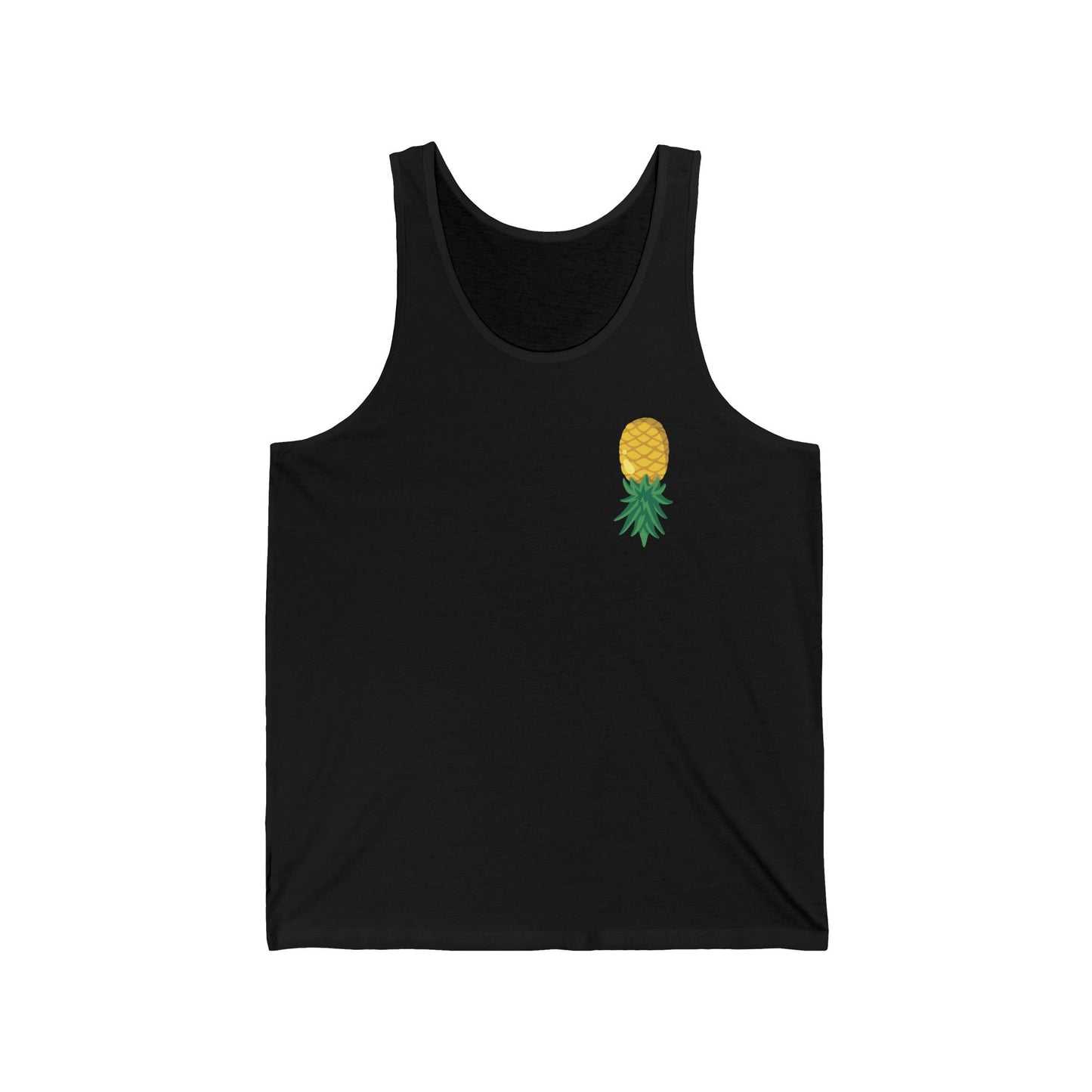 Pineapple Minimalist Tank Top — Small Tropical Chest Print, Summer Beachwear