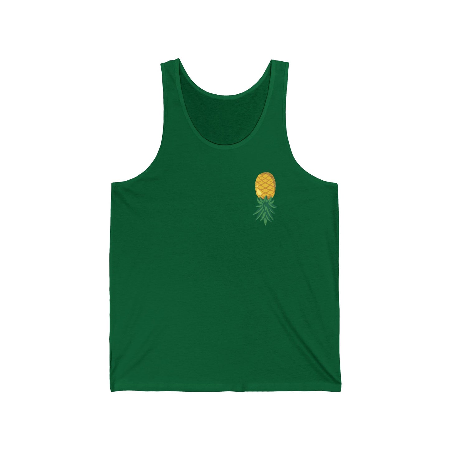 Pineapple Minimalist Tank Top — Small Tropical Chest Print, Summer Beachwear