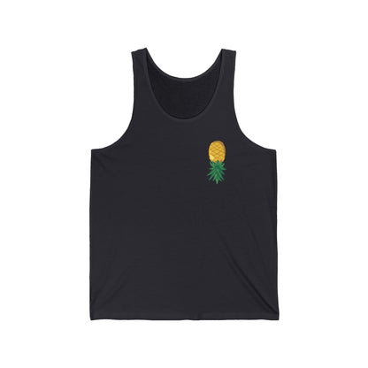 Pineapple Minimalist Tank Top — Small Tropical Chest Print, Summer Beachwear